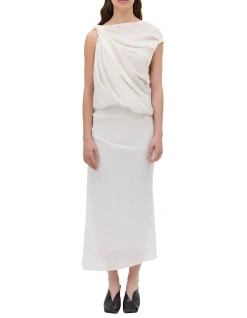 IVORY CRINKLE TUMBLE DRESS