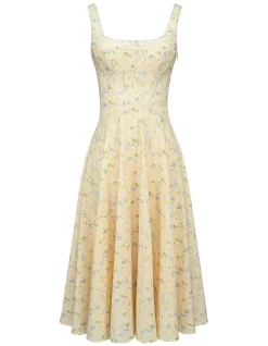 JAIME'FLORAL PRINT COTTON MIDI SUNDRESS