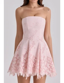 JEMIMA'STRAPLESS ANGLAISE MINI DRESS