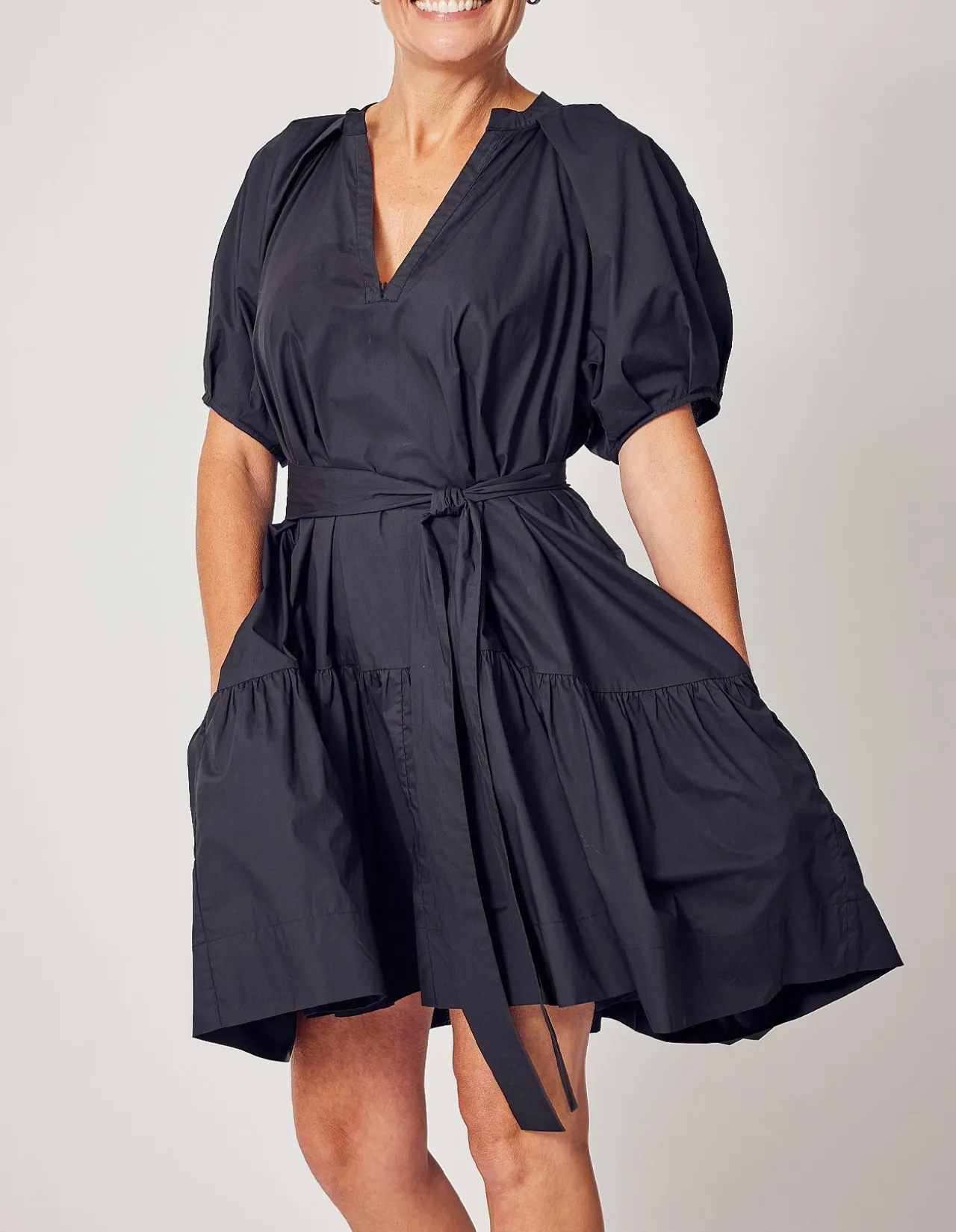 JOAN MINI DRESS IN BLACK COTTON