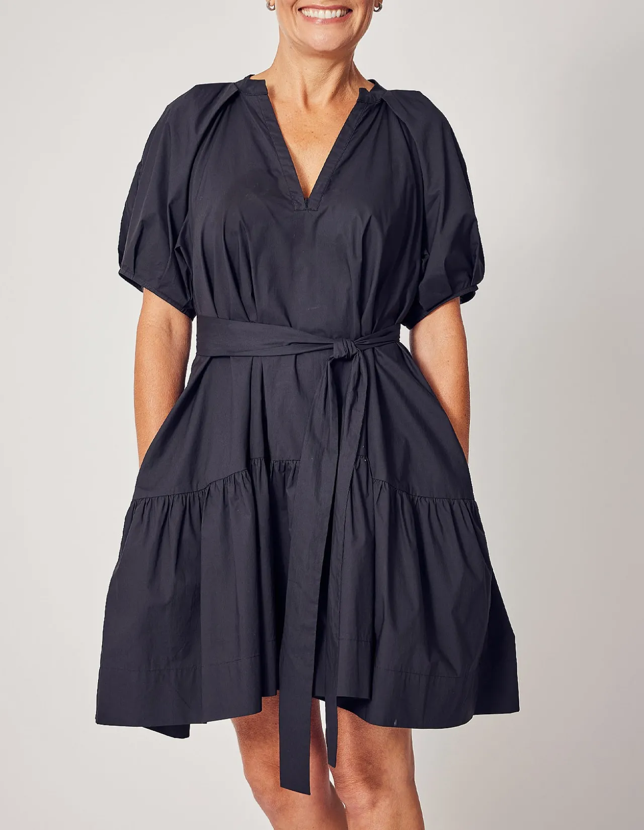 JOAN MINI DRESS IN BLACK COTTON