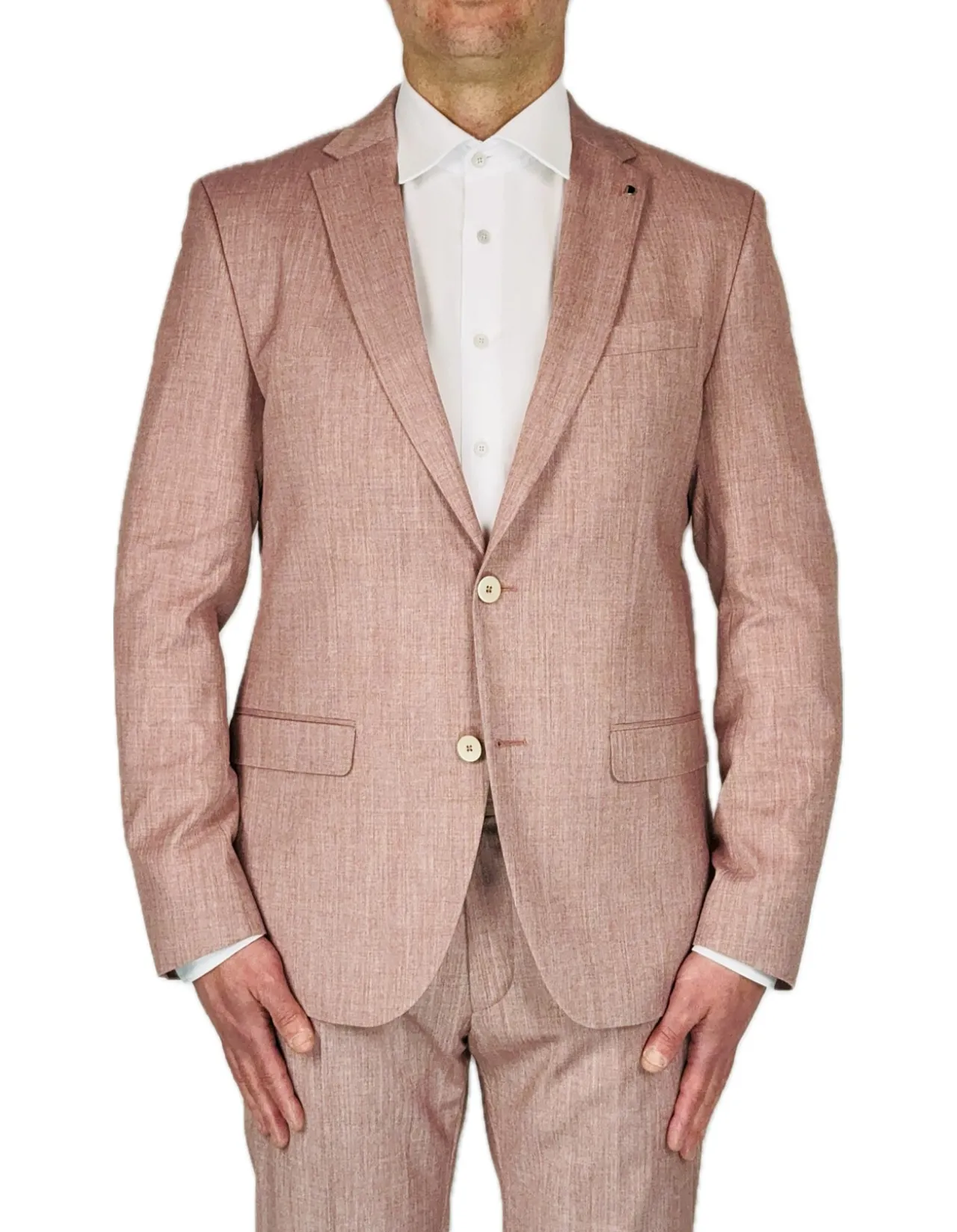 Kajo Soft Pink Slim Fit Wool Stretch Blazer