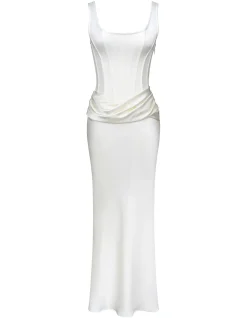KIRA'SATIN GATHERED MAXI DRESS