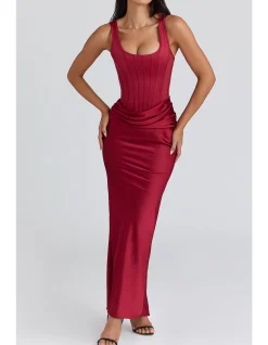 KIRA SATIN GATHERED MAXI DRESS