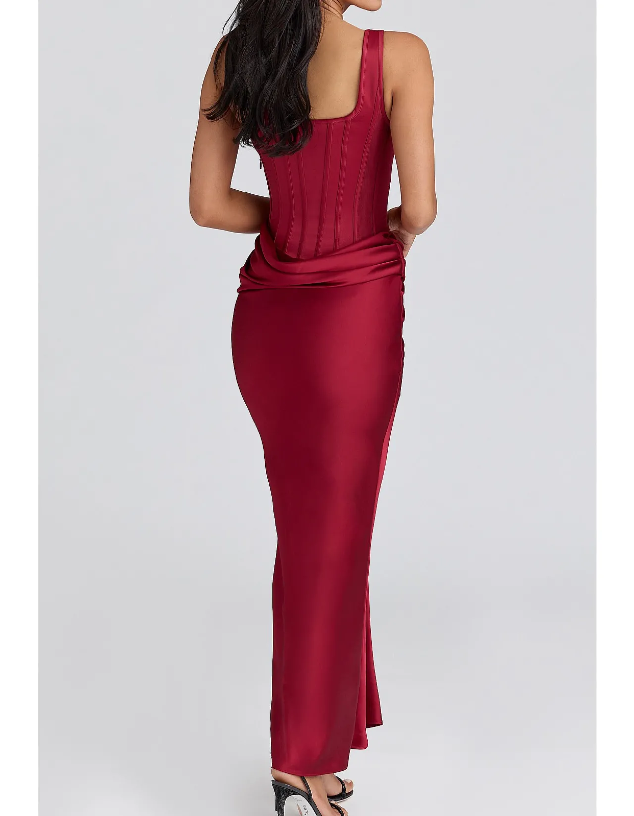 KIRA SATIN GATHERED MAXI DRESS
