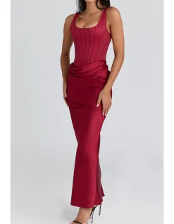 KIRA SATIN GATHERED MAXI DRESS