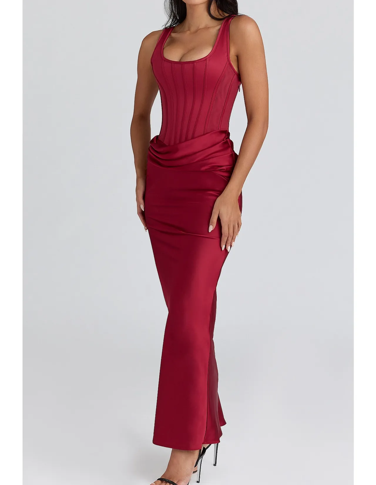 KIRA SATIN GATHERED MAXI DRESS