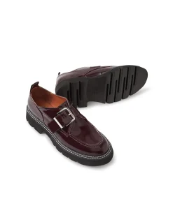 Kivia Burgundy Patent Leather Loafers