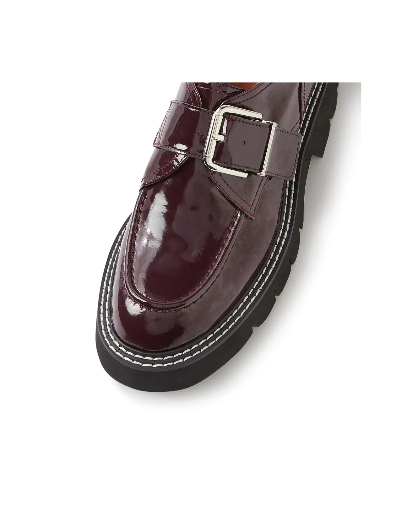 Kivia Burgundy Patent Leather Loafers