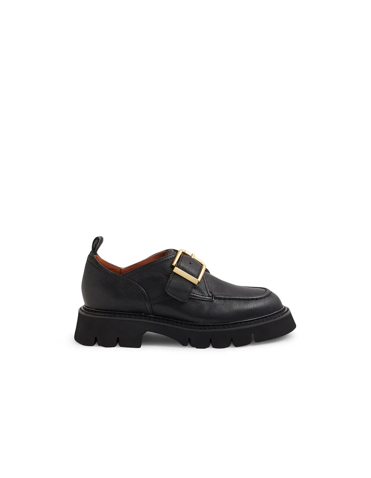 Kivia Gold Buckle Chunky Sole Loafers