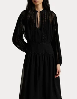 LACE-TRIM GEORGETTE DRESS