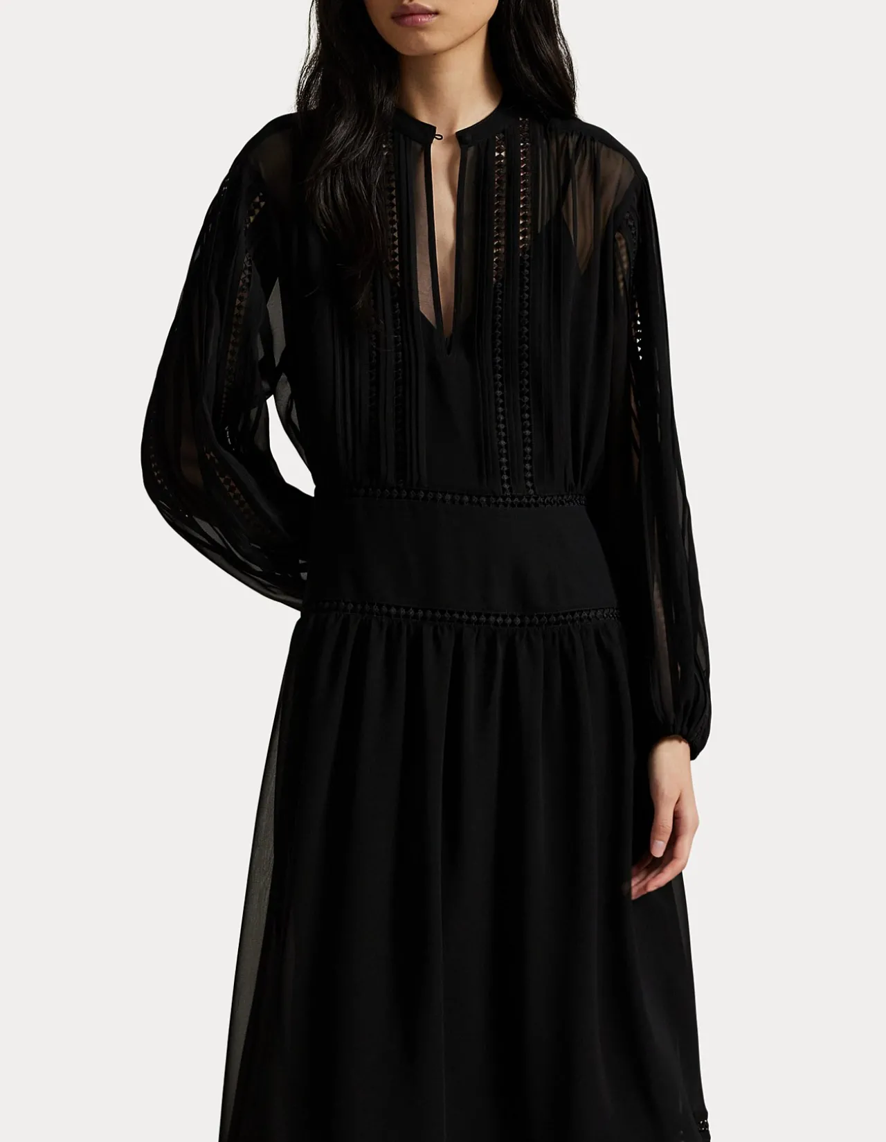 LACE-TRIM GEORGETTE DRESS