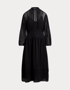 LACE-TRIM GEORGETTE DRESS