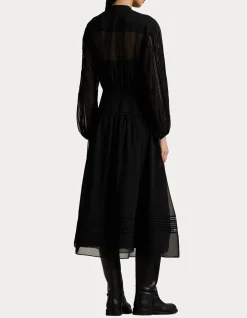 LACE-TRIM GEORGETTE DRESS