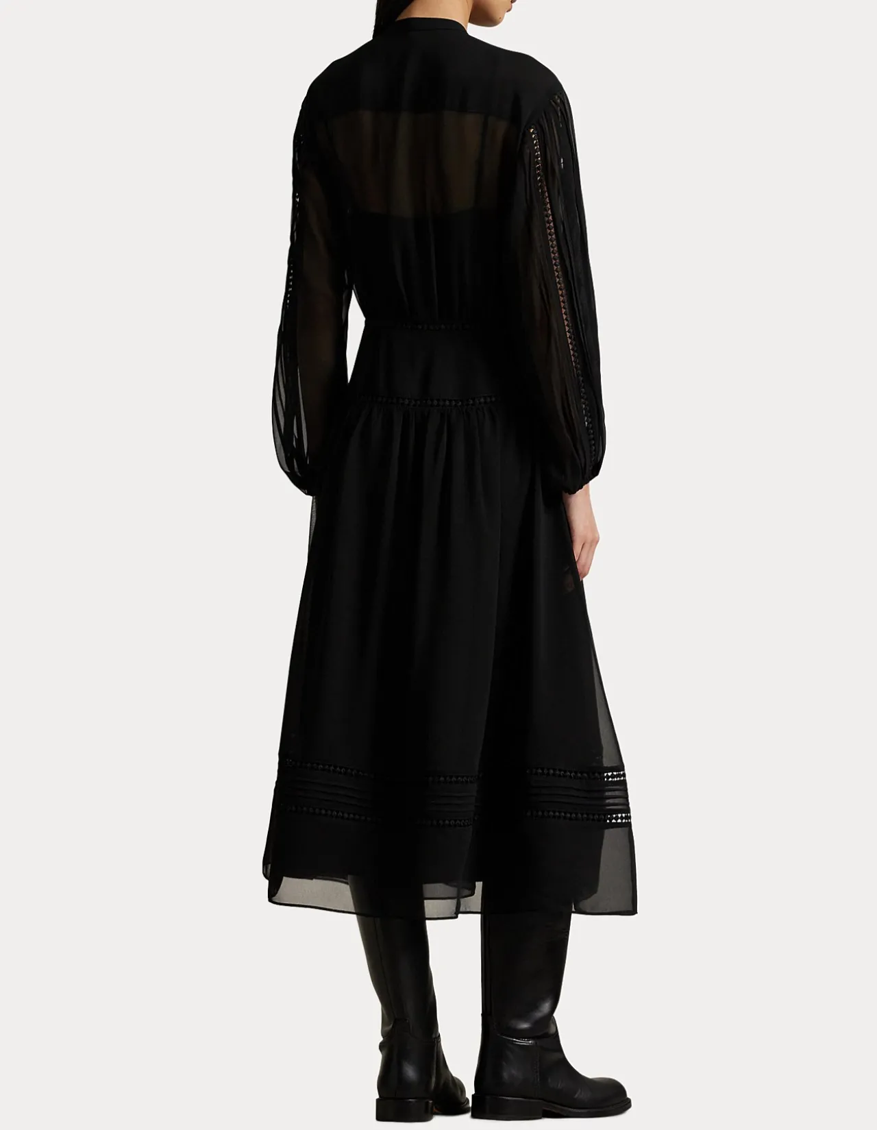 LACE-TRIM GEORGETTE DRESS