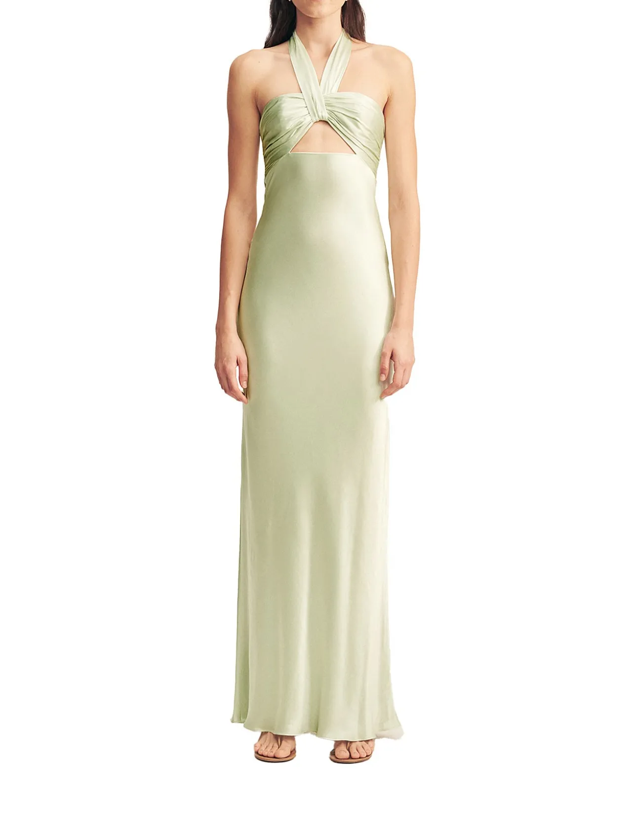 La Lune Ruched Halter Maxi Dress