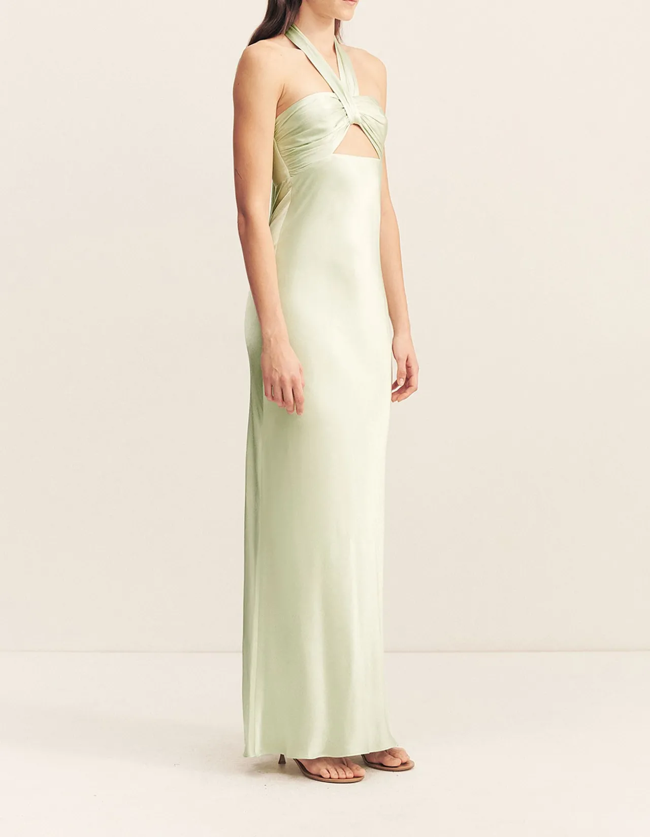 La Lune Ruched Halter Maxi Dress