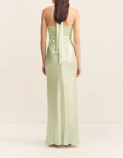 La Lune Ruched Halter Maxi Dress