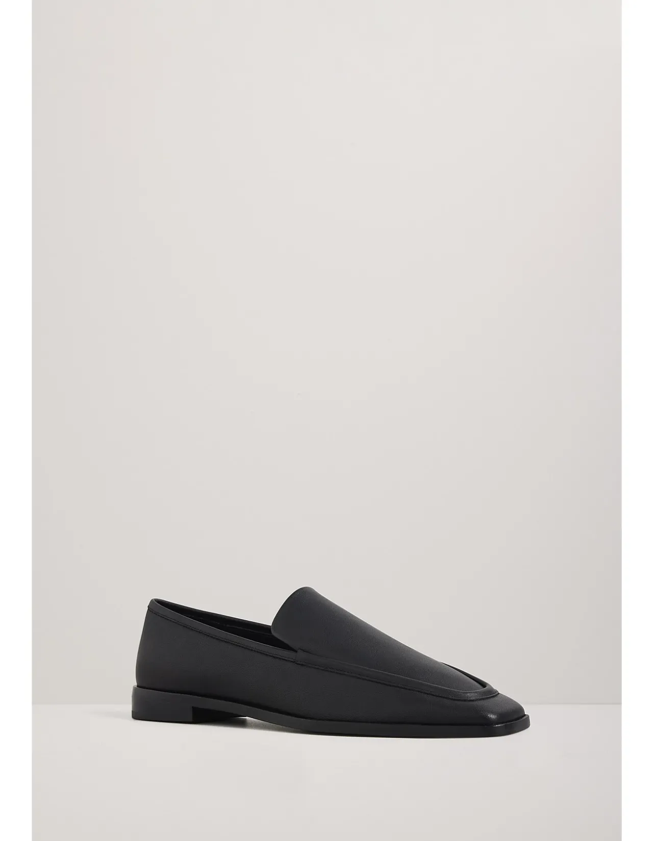 Lane Square-Toe Leather Block Heel Loafer