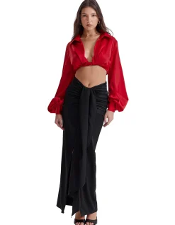 Laraine Silk Blouson Top Cherry