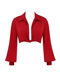 Laraine Silk Blouson Top Cherry