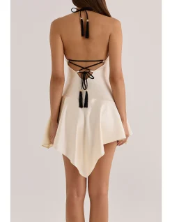 LARISSA SATIN HALTER NECK MINI DRESS