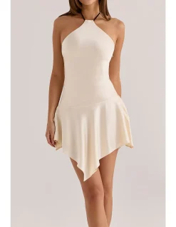 LARISSA SATIN HALTER NECK MINI DRESS