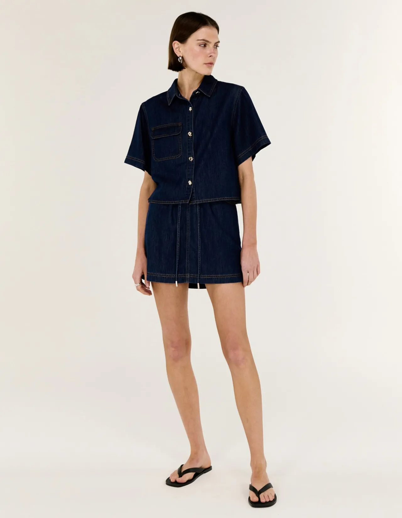 LEA CROP DENIM SHIRT