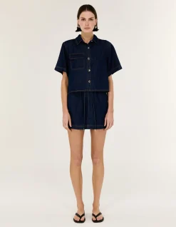 LEA CROP DENIM SHIRT
