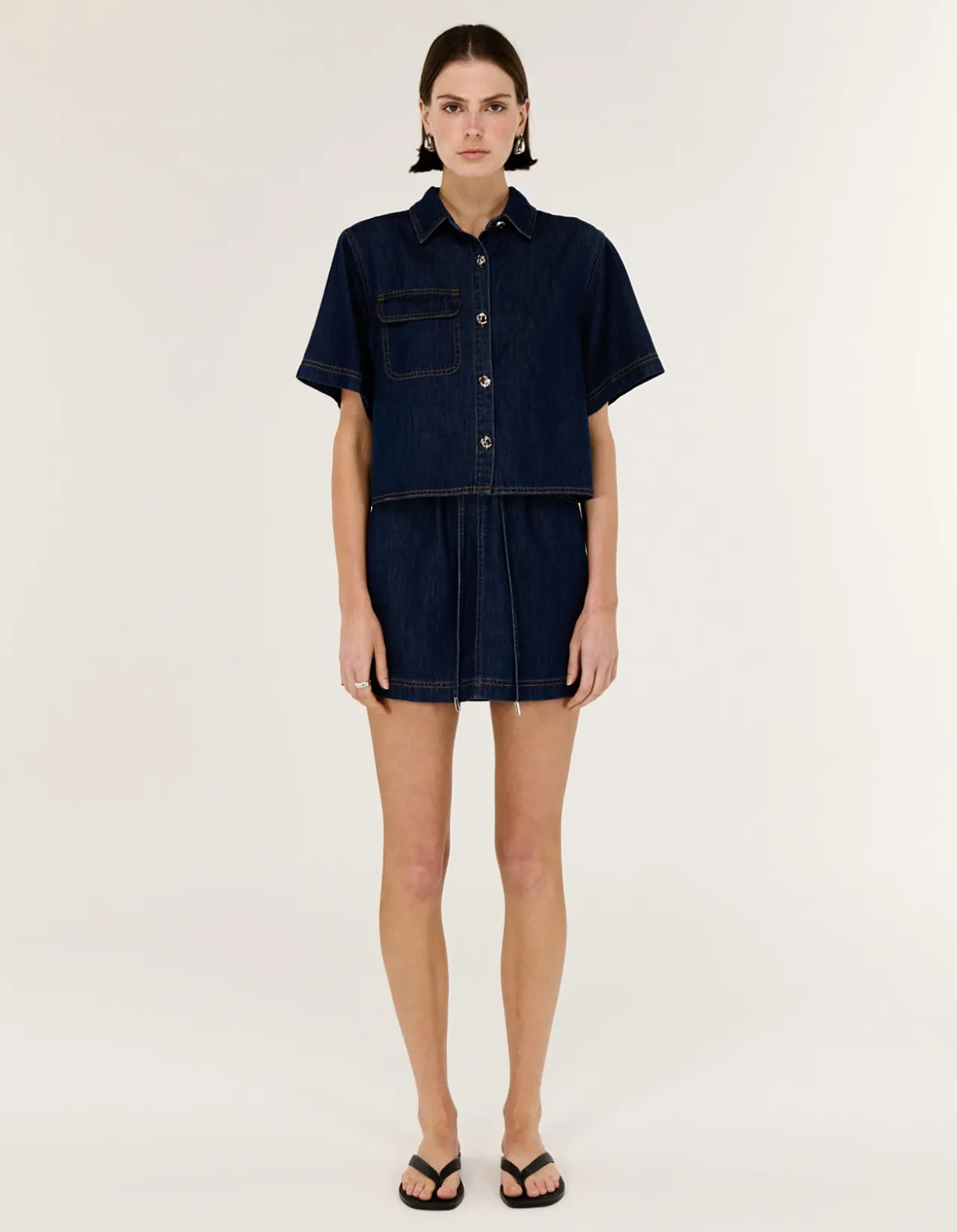 LEA CROP DENIM SHIRT