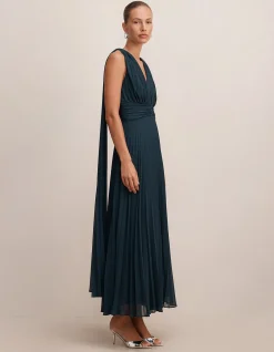 LEIA PLEATED CAPE MAXI DRESS