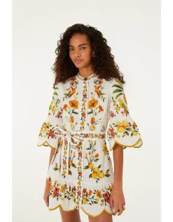 LEMON BOUQUET OFF-WHITE MINI DRESS