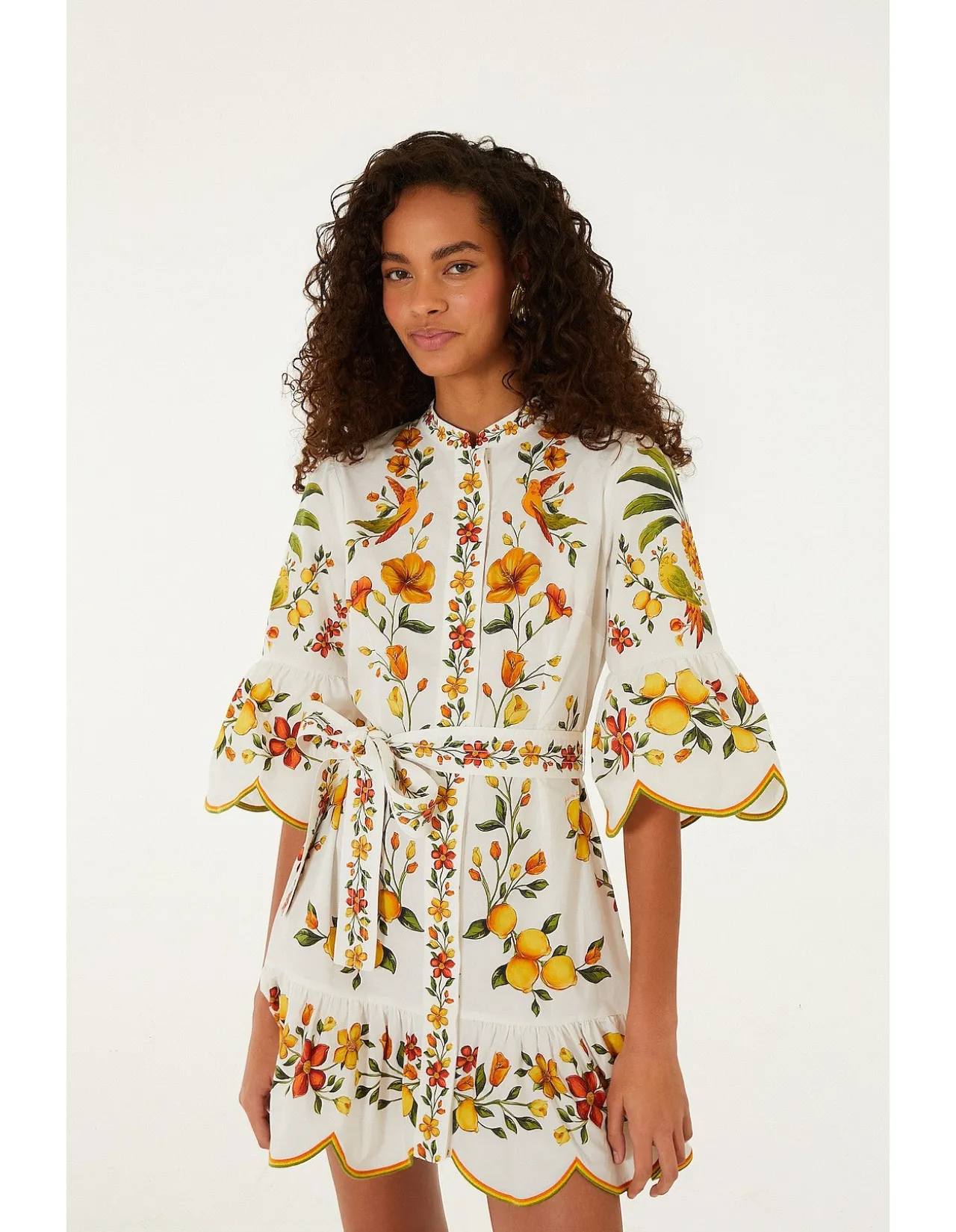 LEMON BOUQUET OFF-WHITE MINI DRESS