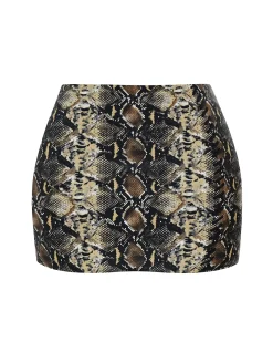 Lena Snake Print Vegan Leather Skirt
