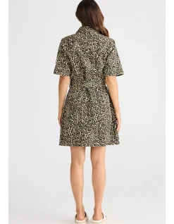 Leroy Leopard Print Cotton Shirt Dress