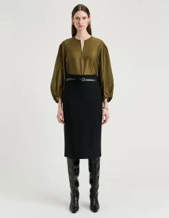 LIGHT LYOCELL BLEND BLOUSON SLEEVE TOP