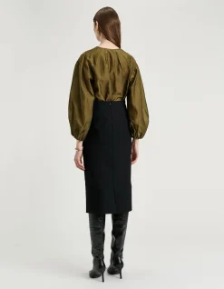 LIGHT LYOCELL BLEND BLOUSON SLEEVE TOP