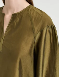 LIGHT LYOCELL BLEND BLOUSON SLEEVE TOP
