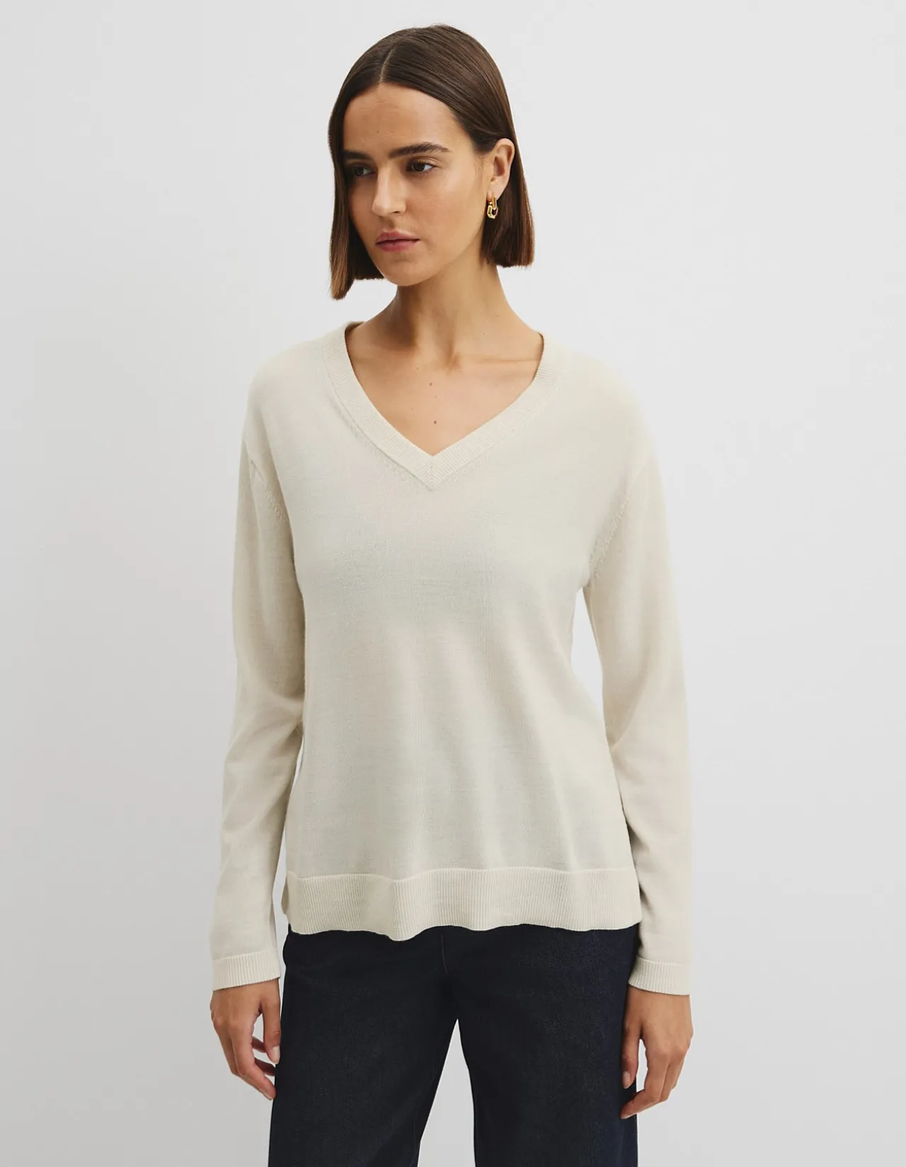 Lightweight Merino Wool V-Neck Knit