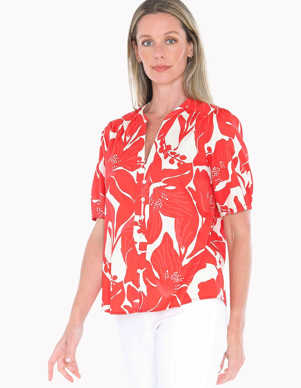 Lily Mono Button Through Cotton Top
