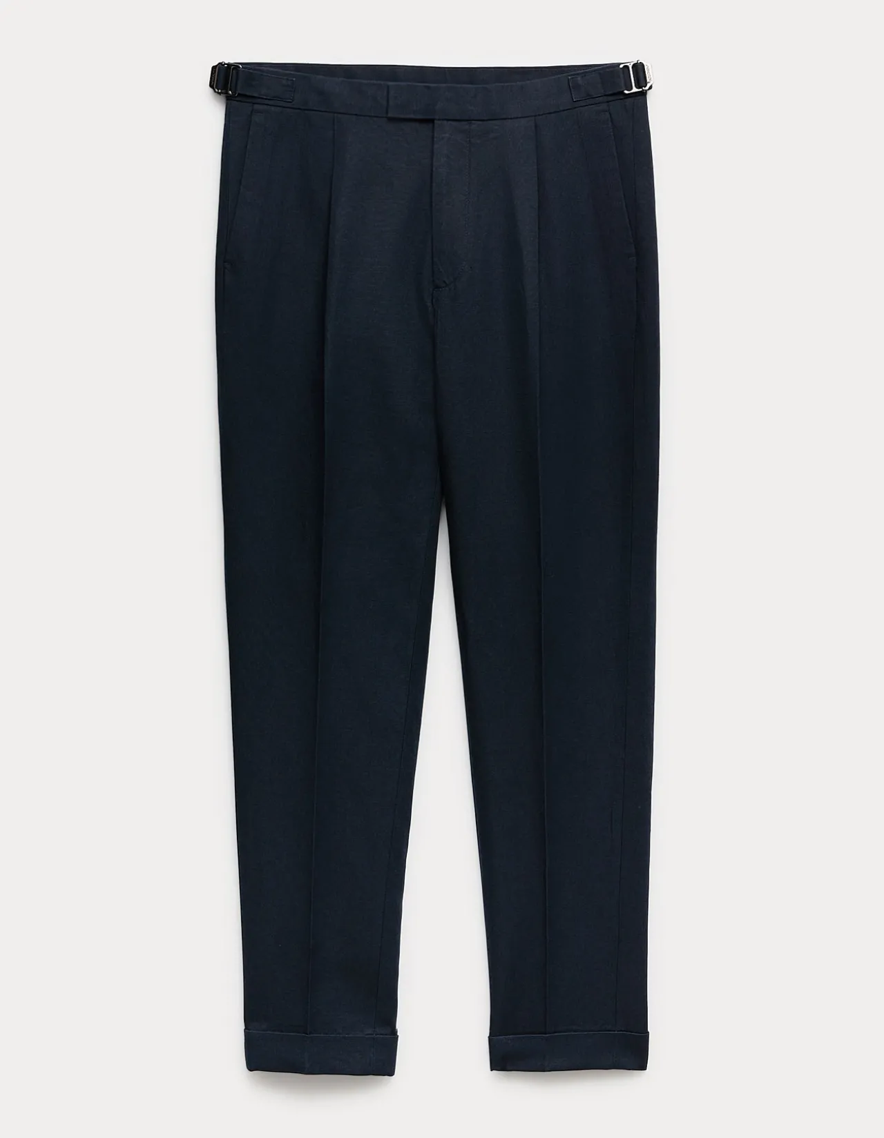 LINEN BLEND PLEATED TROUSERS