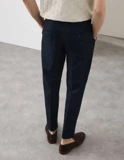 LINEN BLEND PLEATED TROUSERS