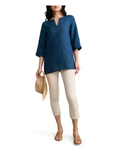 Linen Tunic - Navy Delave