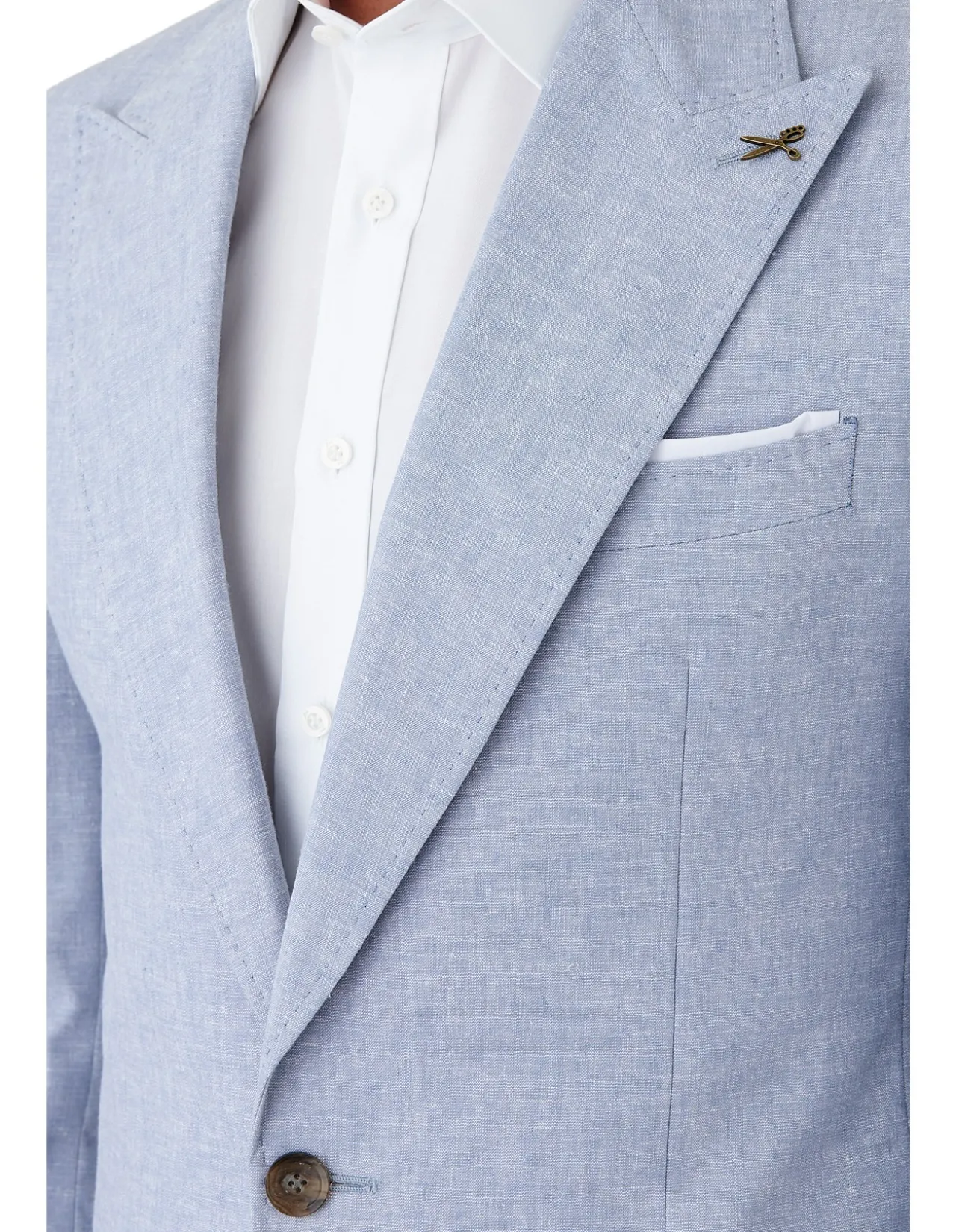 Linen Blend Blazer with Peak Lapel