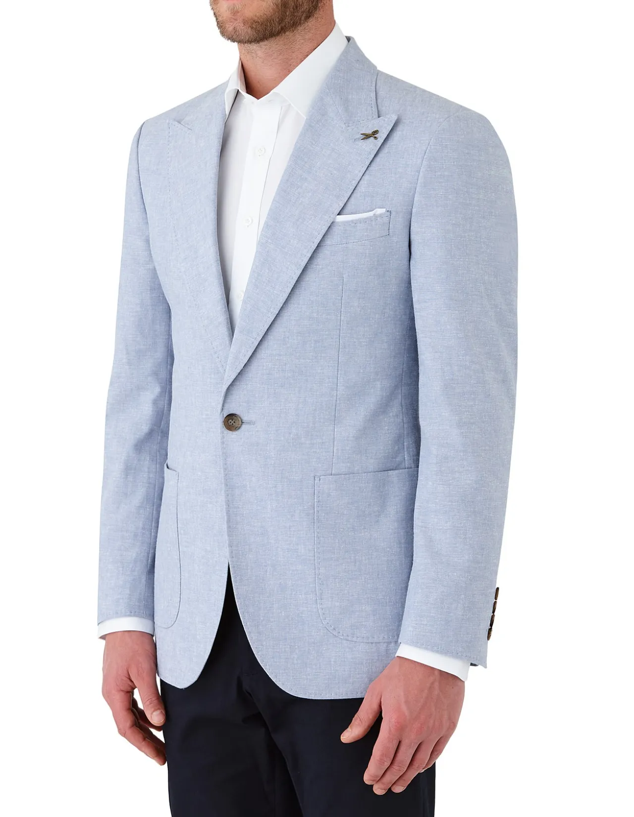 Linen Blend Blazer with Peak Lapel