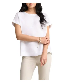 Linen Button Back Top - White