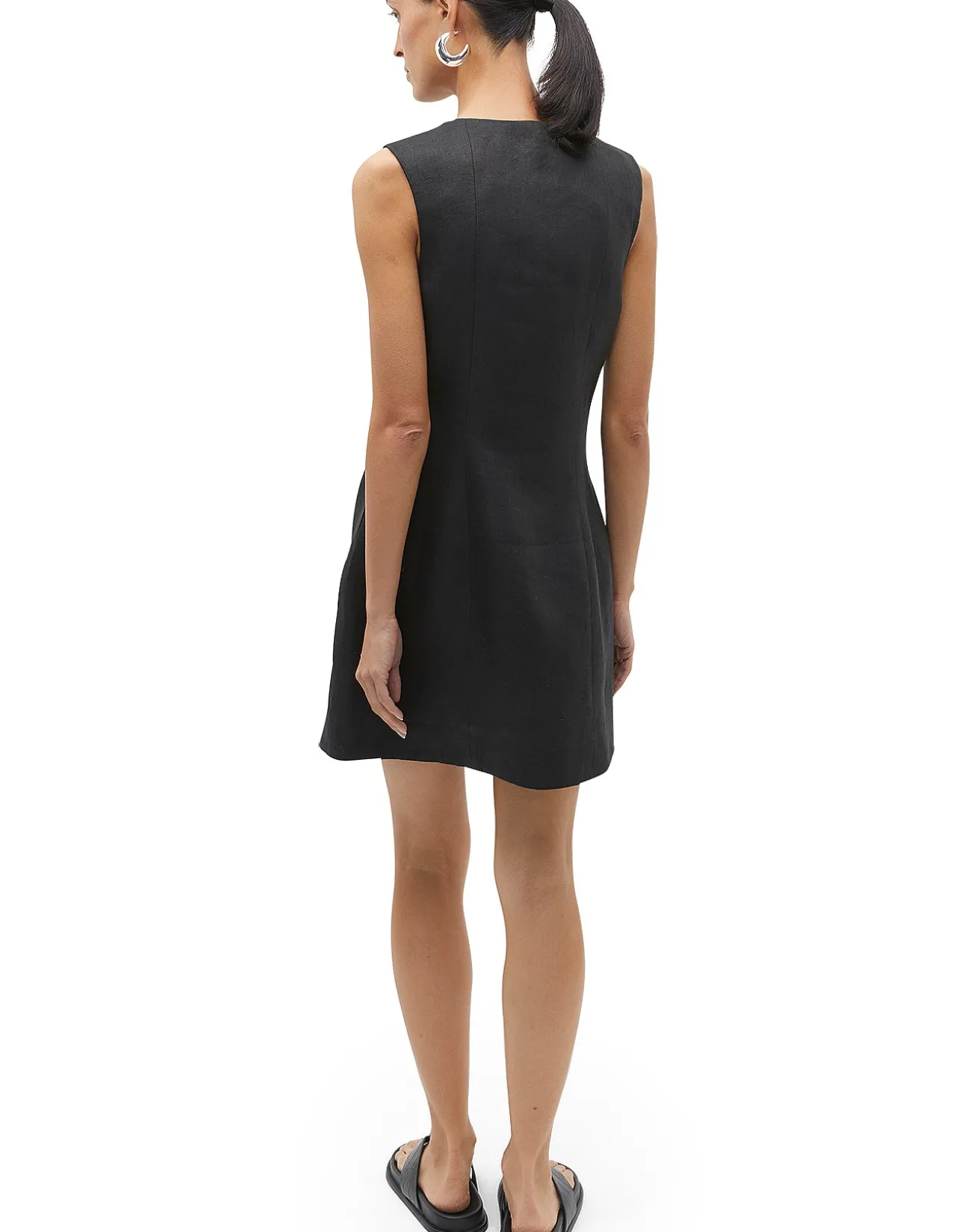 LINEN BUTTON THROUGH MINI DRESS