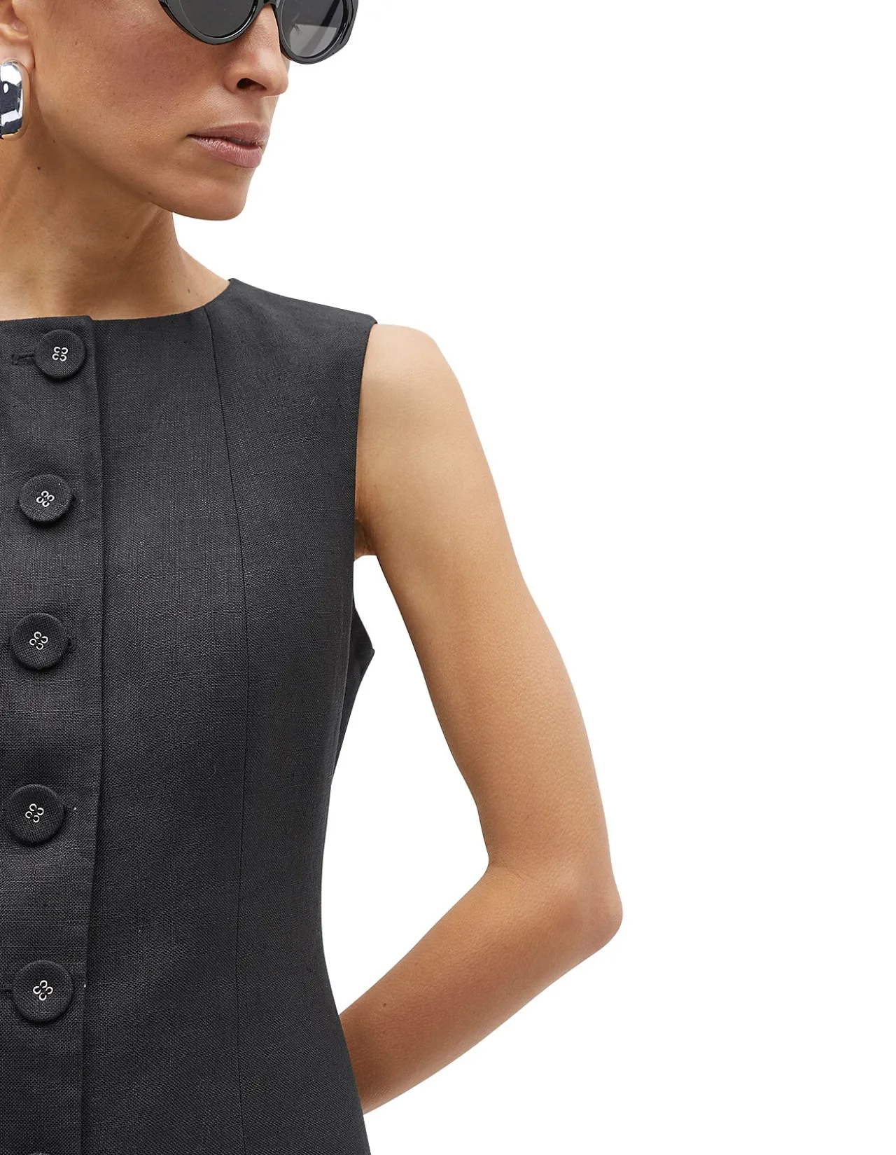 LINEN BUTTON THROUGH MINI DRESS