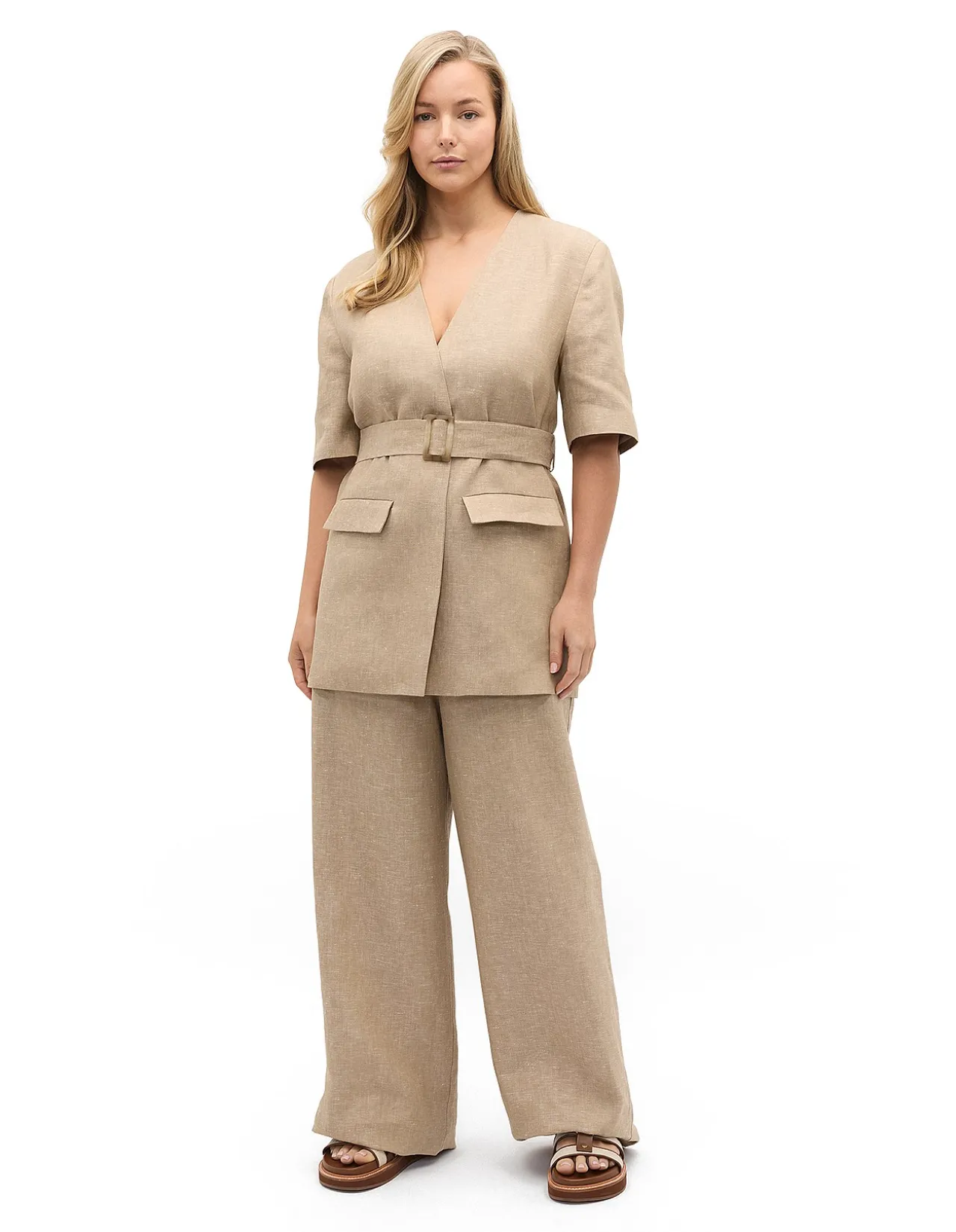 LINEN CROSSDYE TIE WAIST JACKET