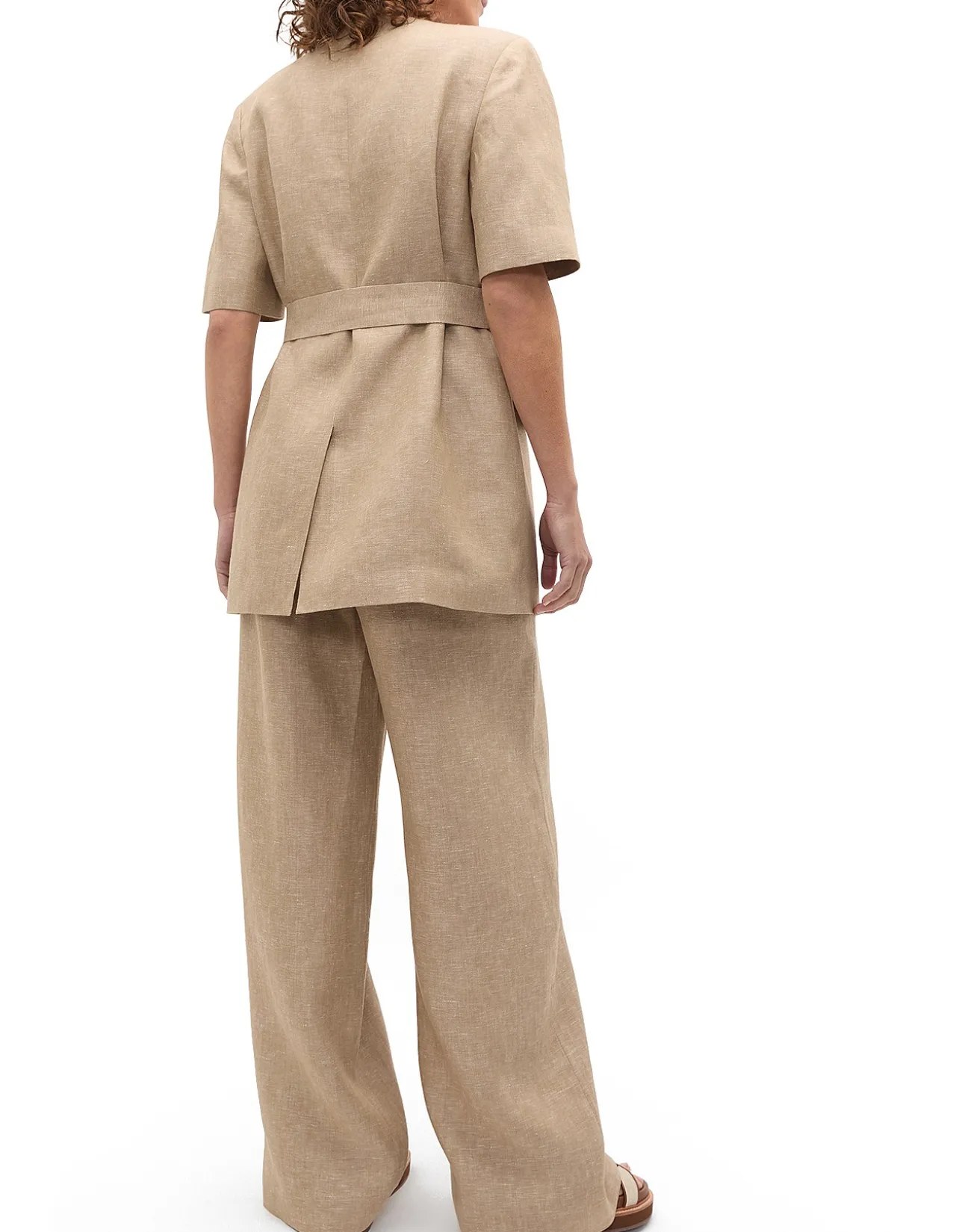 LINEN CROSSDYE TIE WAIST JACKET